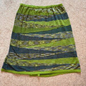 Jones New York Knee Length Linen Blend Stretch Skirt Lime Green Print XL